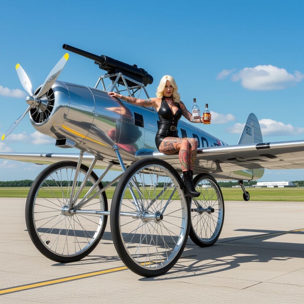Victorian Penny Farthing Airplane at Farthing Green Airport