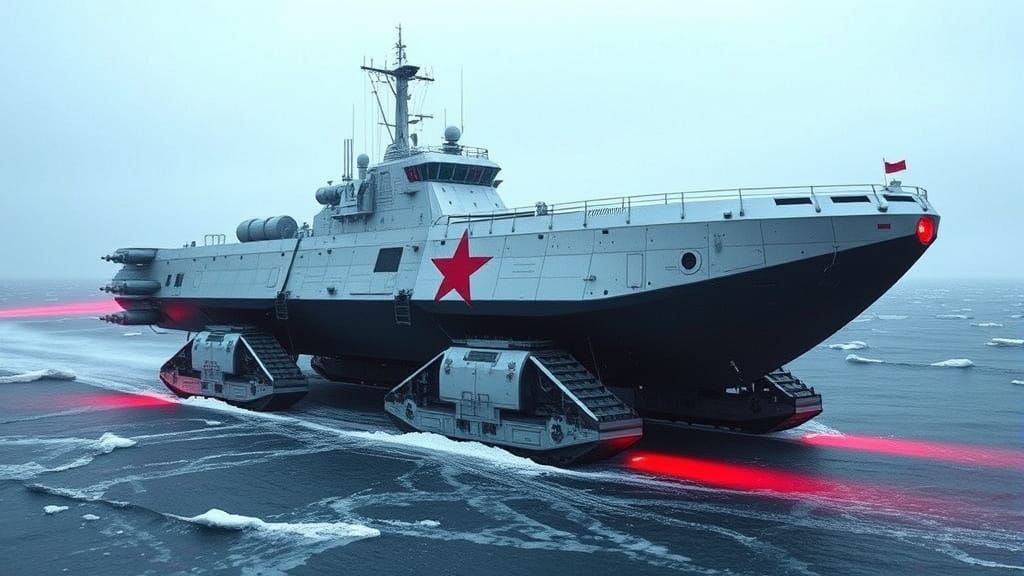 Cyberpunk Icebreaker Warship on Crawler Legs