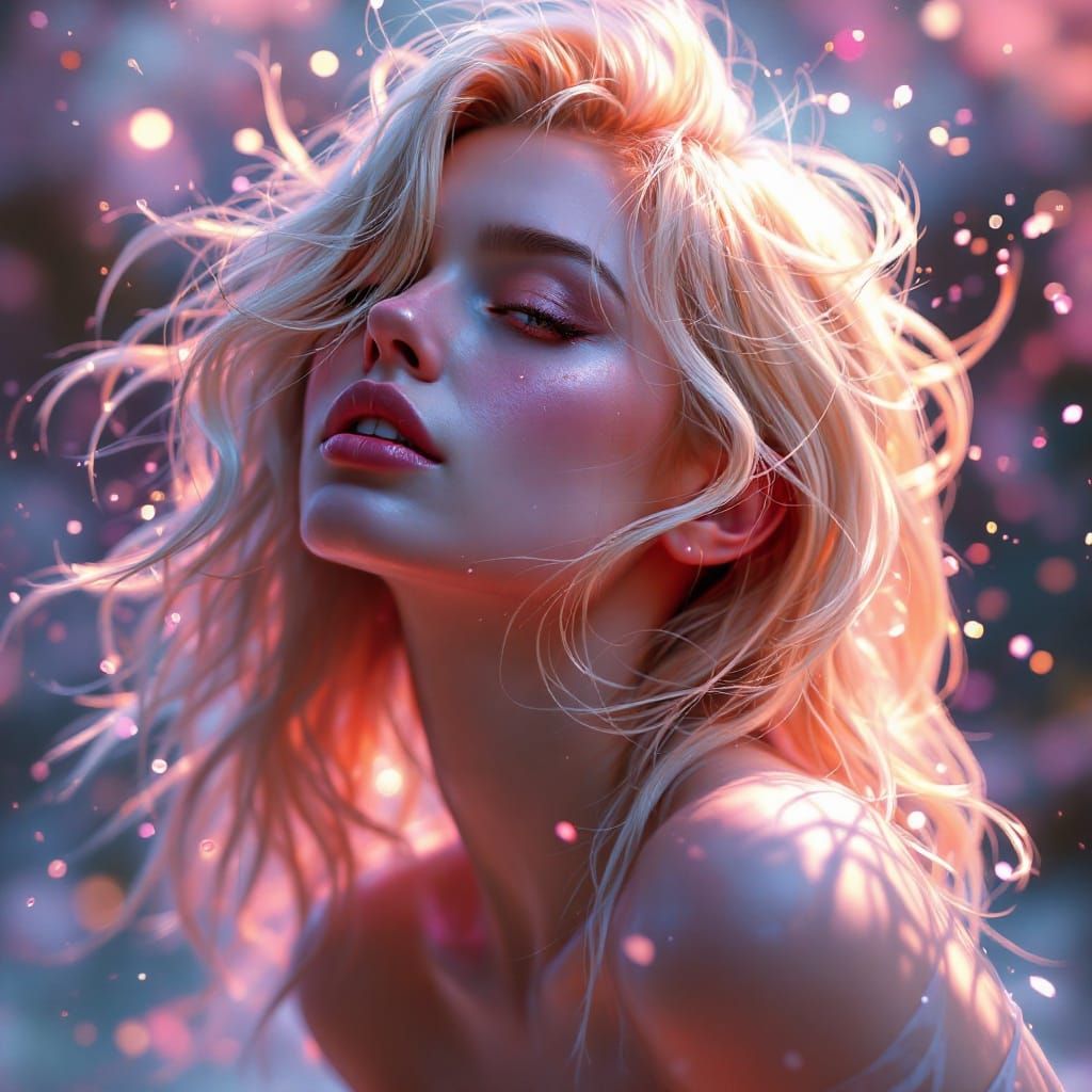 Ethereal Dreamlike Portrait of a Blond Goddess