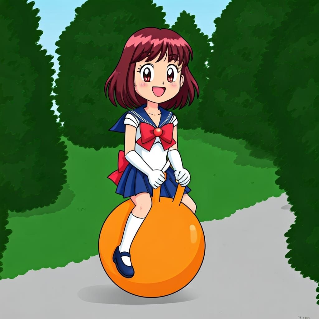Minako Aino Bounces to School on Hopper Ball
