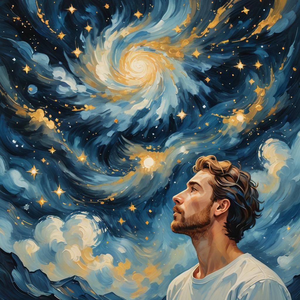 Minimalist Portrait Inspired by Starry Night