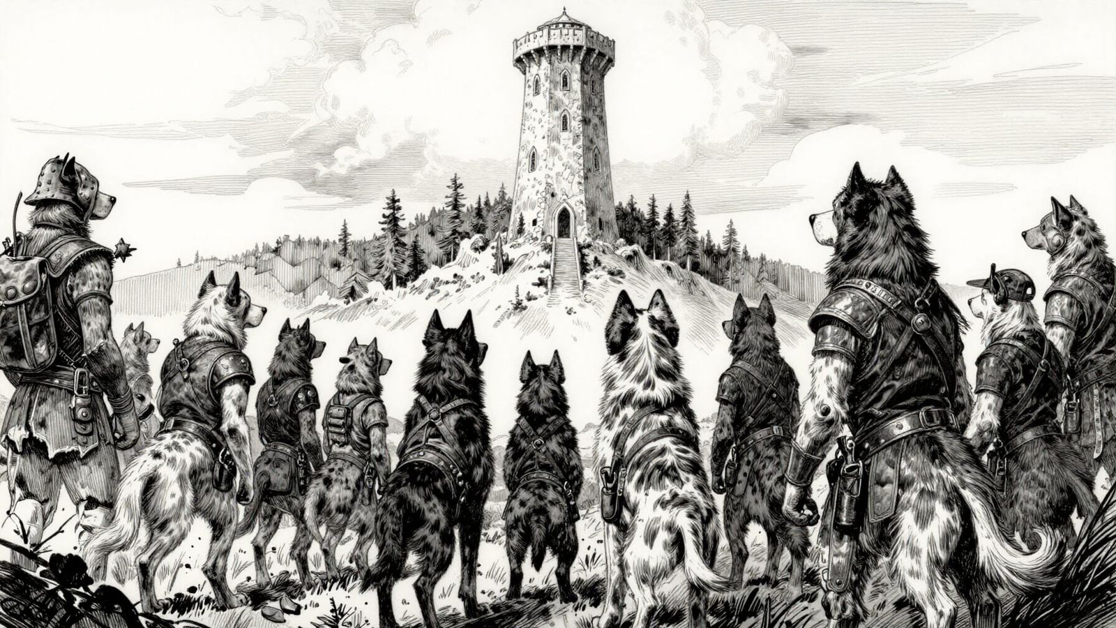 Dogfolk Adventurers Discover Mysterious Tower