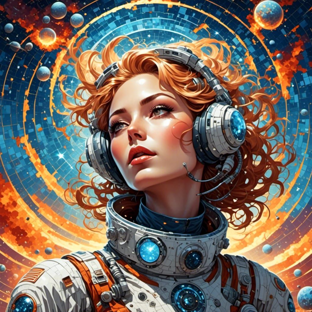 Futuristic Astronaut in Time-Space Vortex