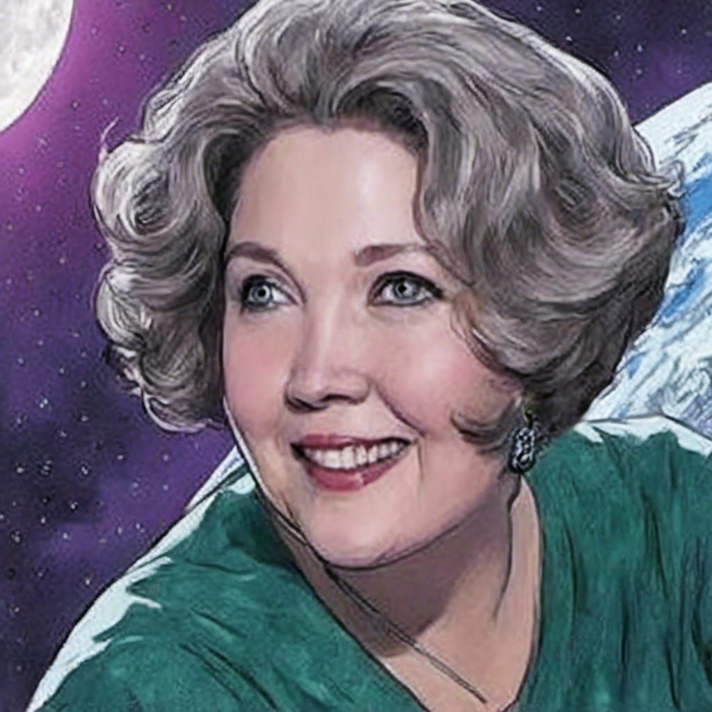 Emerald Dragon Girl Visits Futuristic Moon