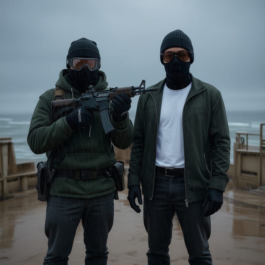 Man with AK-47 in Gritty Realistic Style