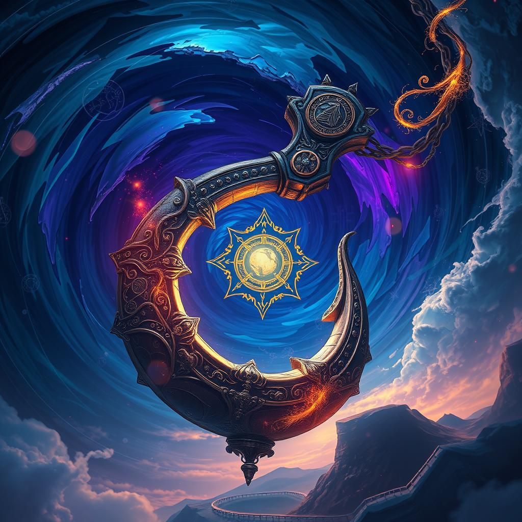 Mystical Hook in Swirling Vortex, Fantasy Concept Art
