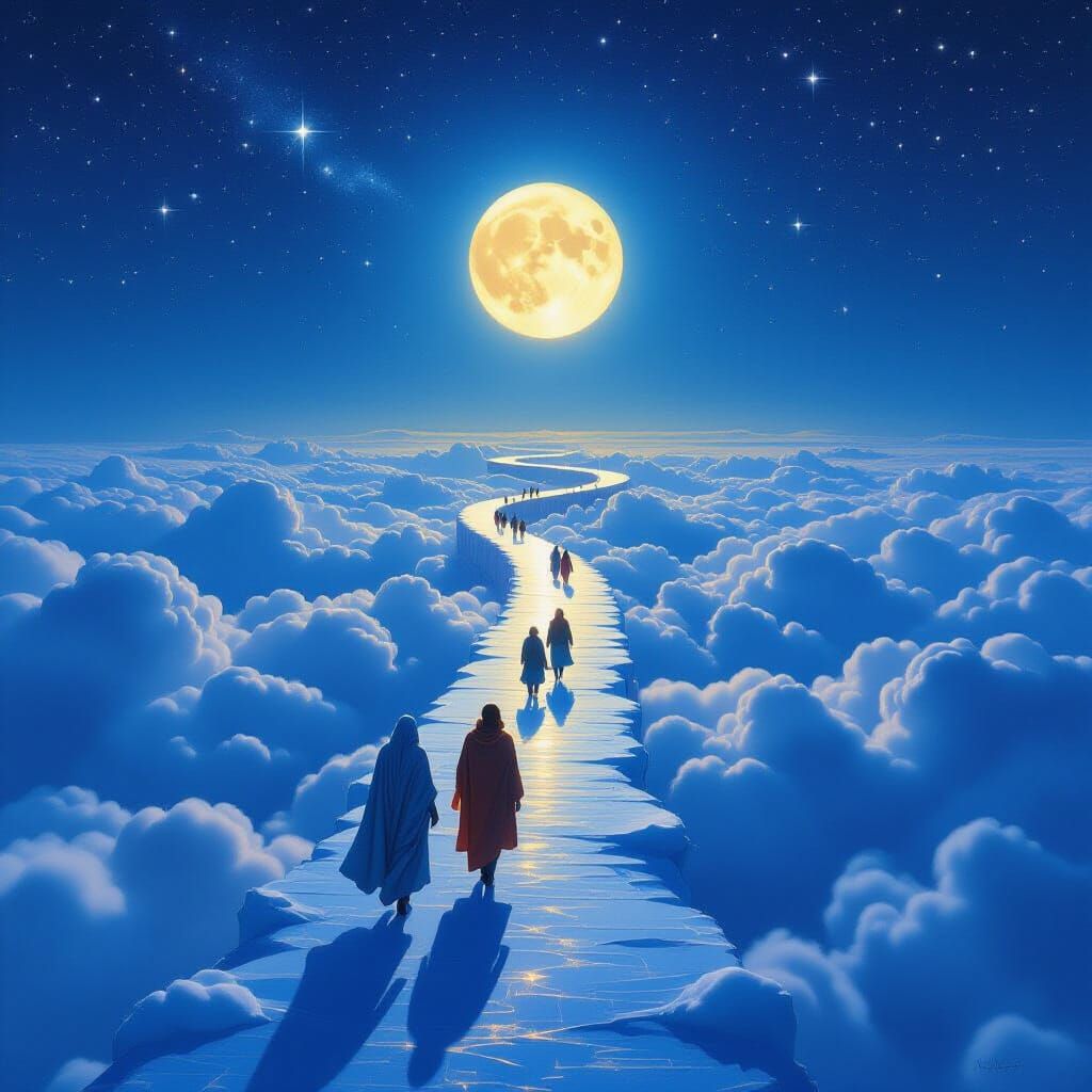 Stardust Bridge to the Moon as Dreamy Art