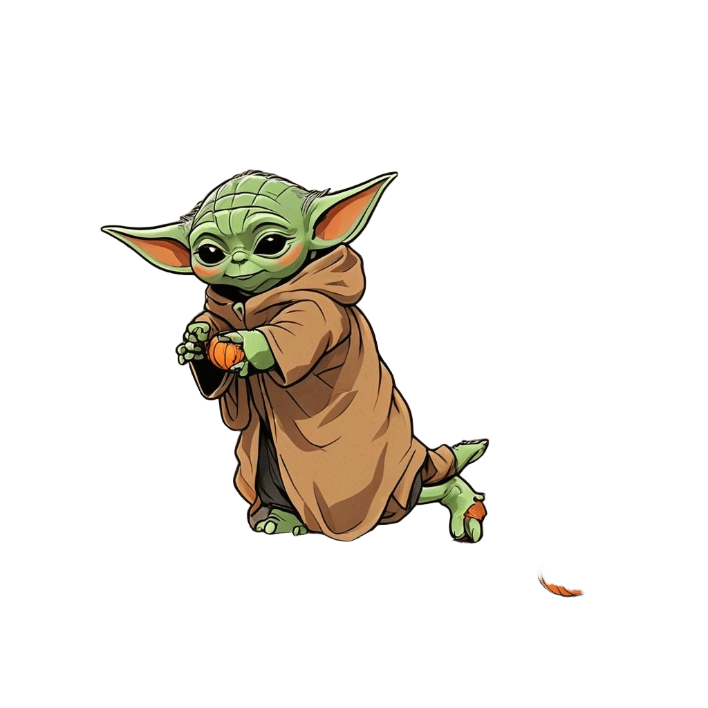 Cartoon Baby Yoda Celebrates Halloween