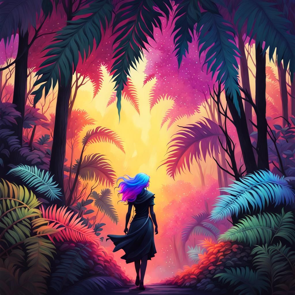 Female Silhouette with Pastel Hair, Fantasy Art