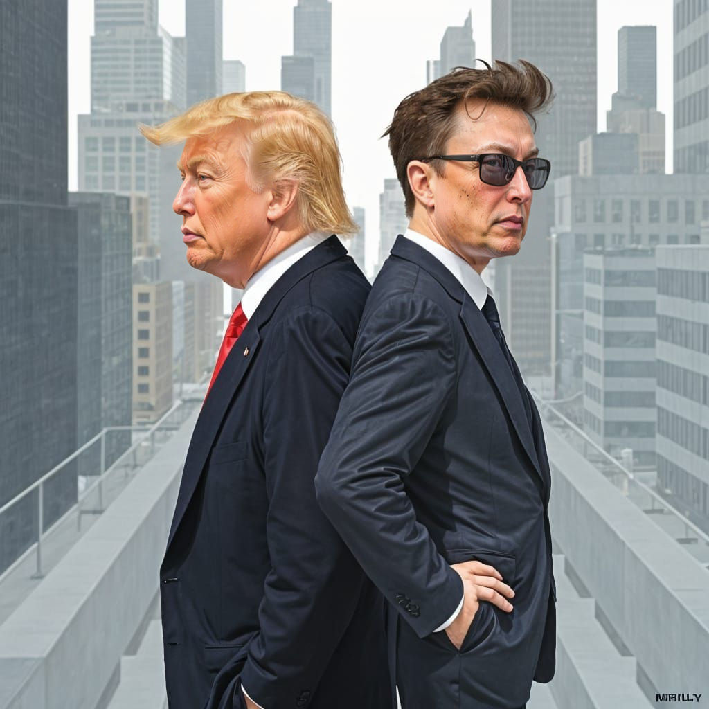 Trump Unfriends Musk: A Humorous AI Rendition