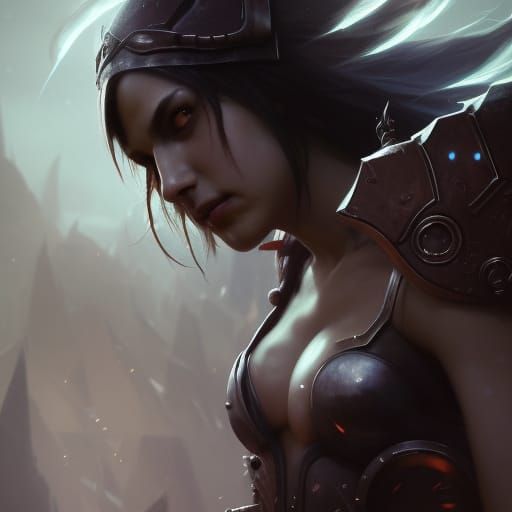 Female Berserker Concept Art in Dark Fantasy Style