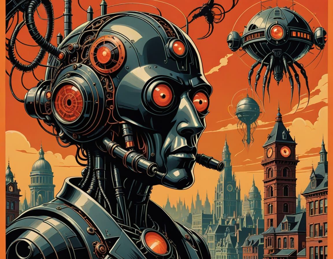 Victorian Sci-Fi Steam-Droid in Retro London