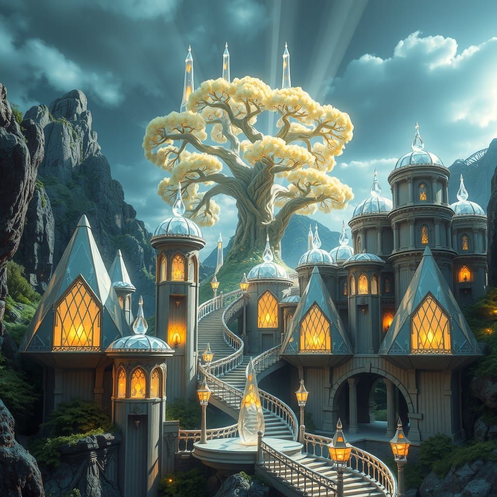 Luminous Crystal Palace on Emerald Mountain