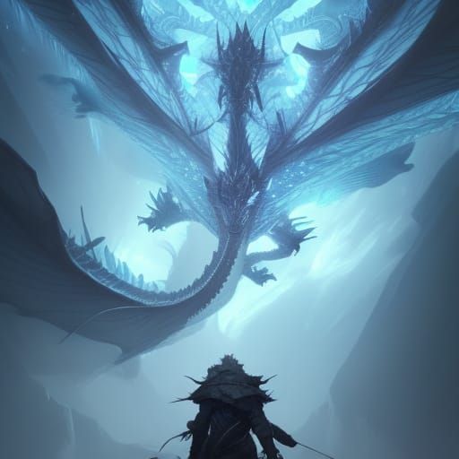 Icy Dragon in Dark Fantasy Style