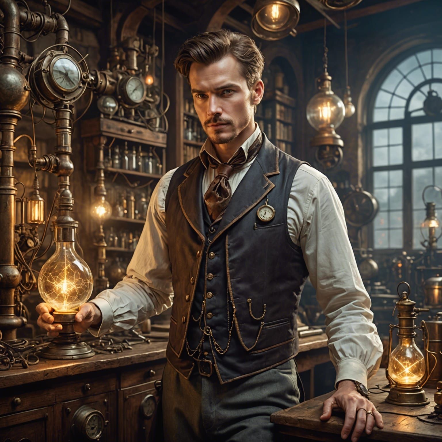 Steampunk Inventor Creates Electricity in Laboratory
