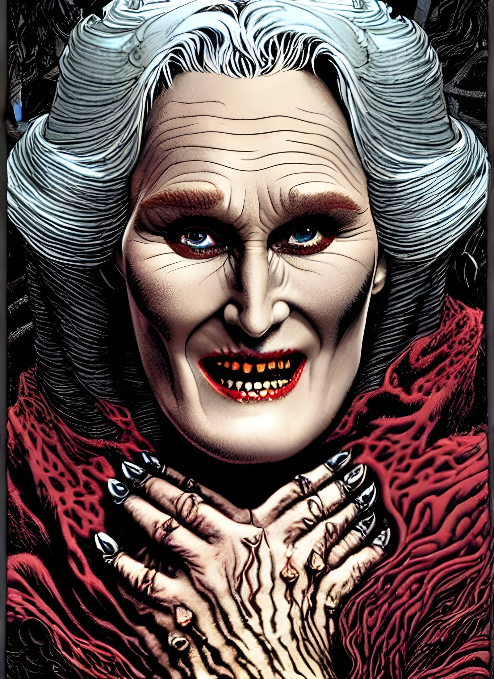 Glenn Close as Evil Queen in Comic Book Art Style
