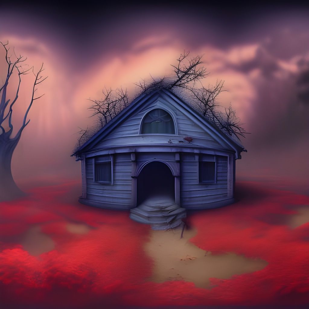 Creepy Haunted House in Autumn Forest