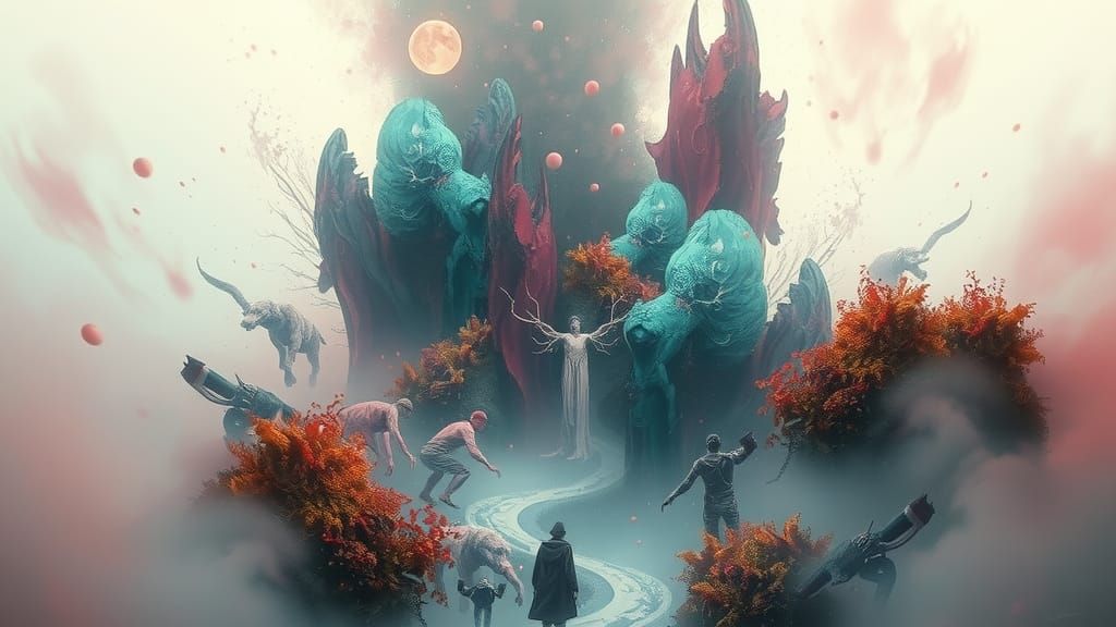 Mystical Dreamscape in Abstract Digital Art Style