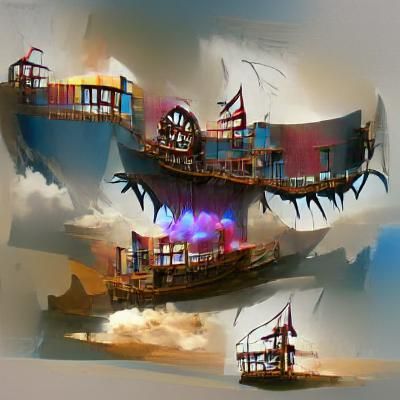 Fantasy Pirate Ship on Stormy Seas