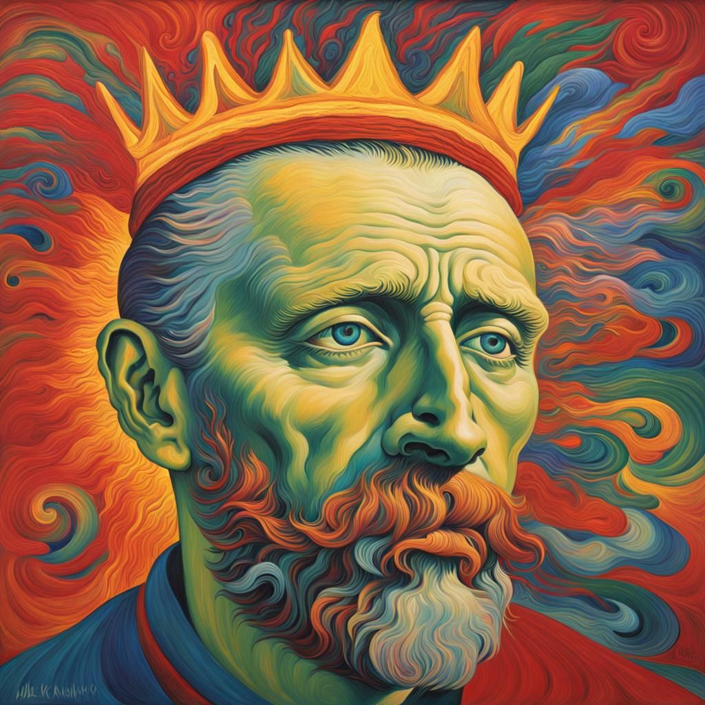 Psychedelic Light Bursts from Serene Figure