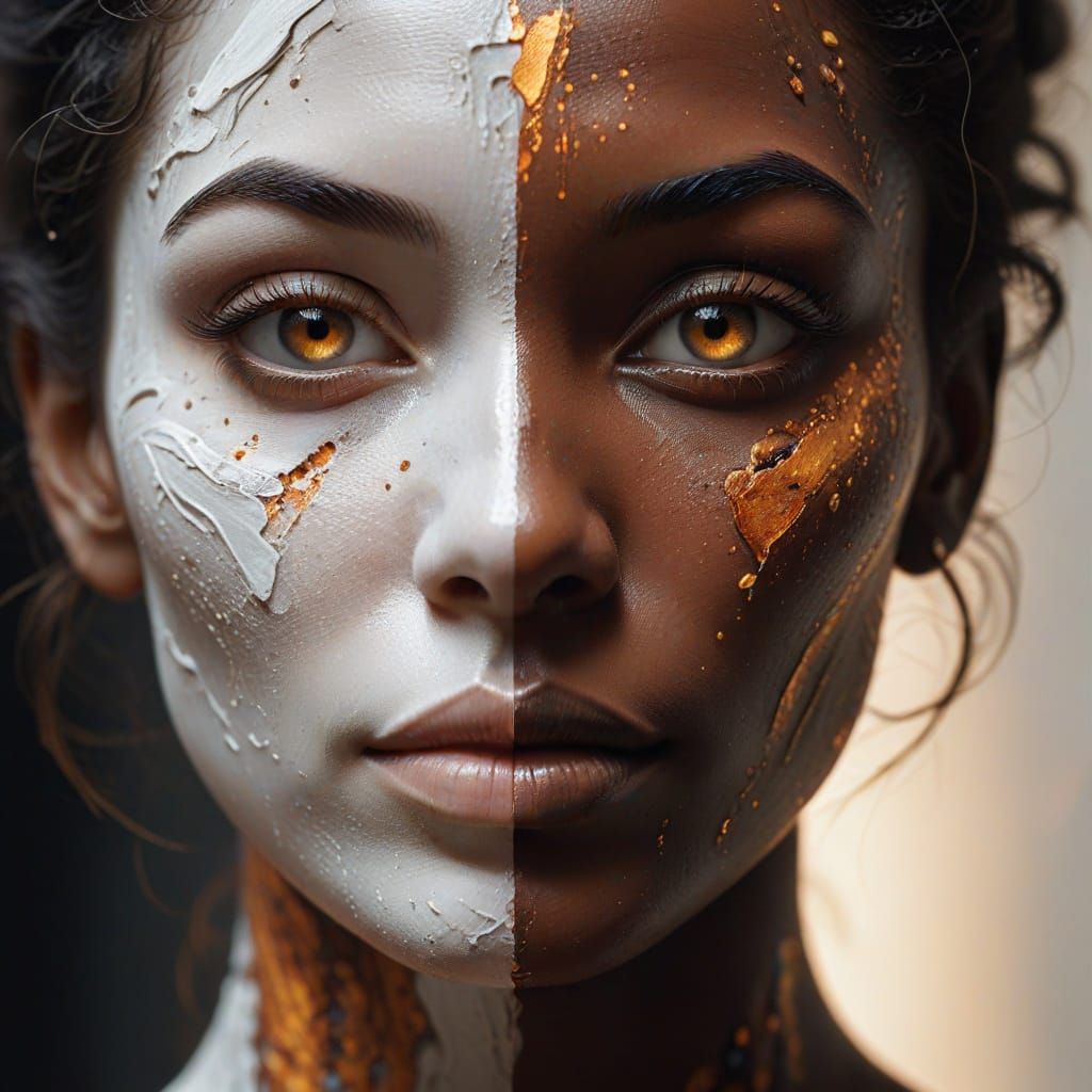 Harmonious Portrait in Impasto Style with Glowing Aura