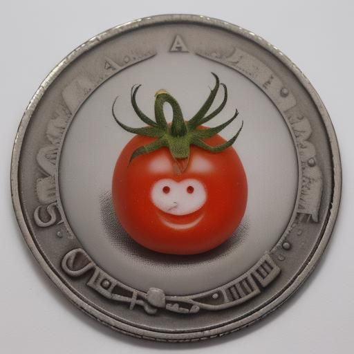 Tomato Image on a Metal Coin