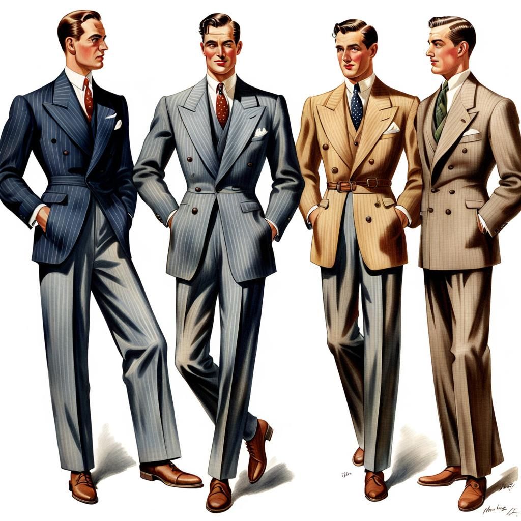 1930s American Men's Fashion in Realistic Style