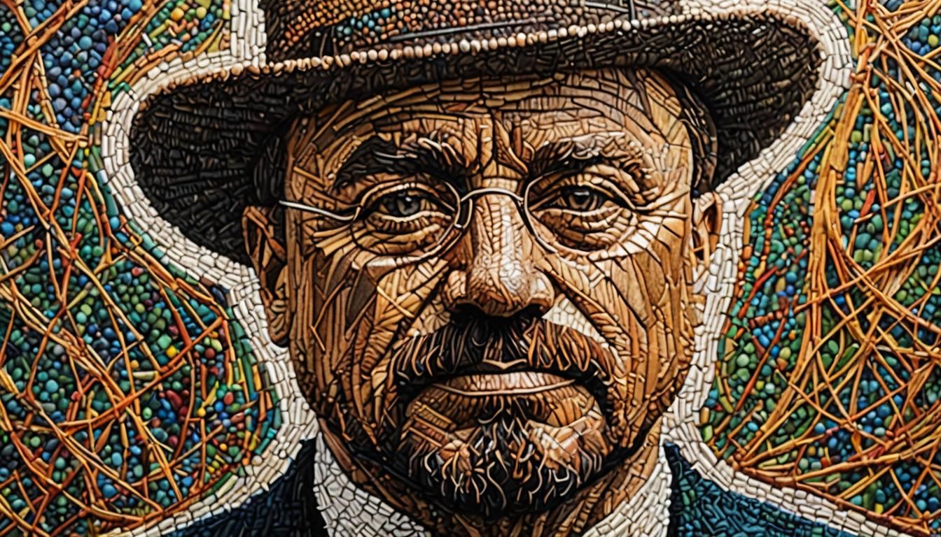 Theodore Roosevelt Portrait in Pointillist String Art