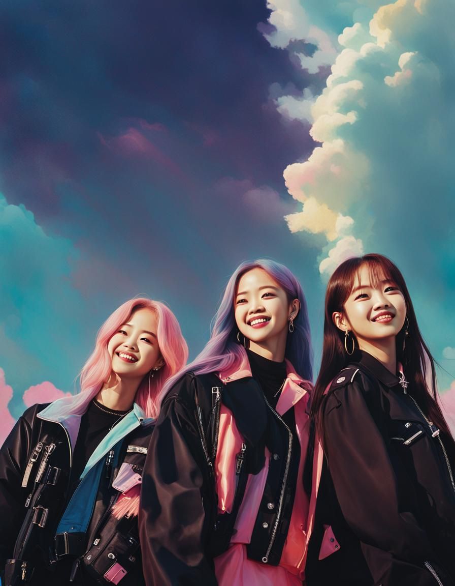 Blackpink in Soft Pastel Pop Art Style