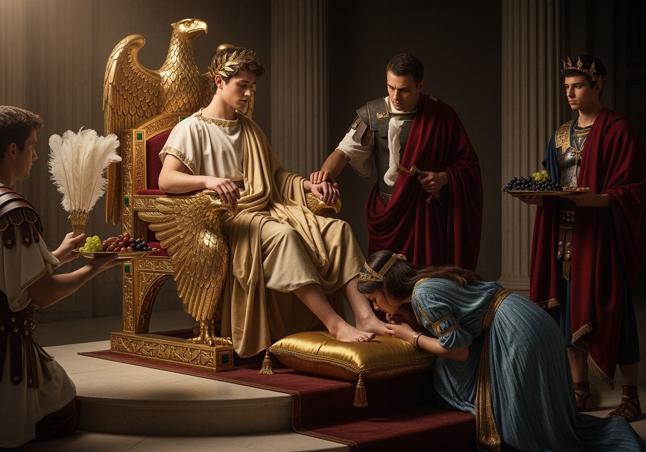 Roman Emperor on Eagle Throne, Baroque Painting Style