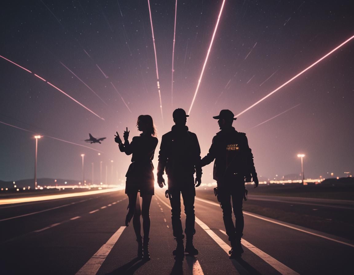 Cyberpunk Runway Duo Under Glowing Lights