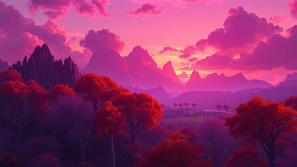 Surreal Landscape in Cyberpunk Style