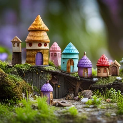 Detailed Macro Photography of a Fairy Town