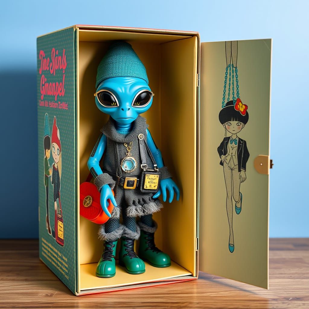 Retro Sci-Fi Fashion Gnome Collectible Doll Box