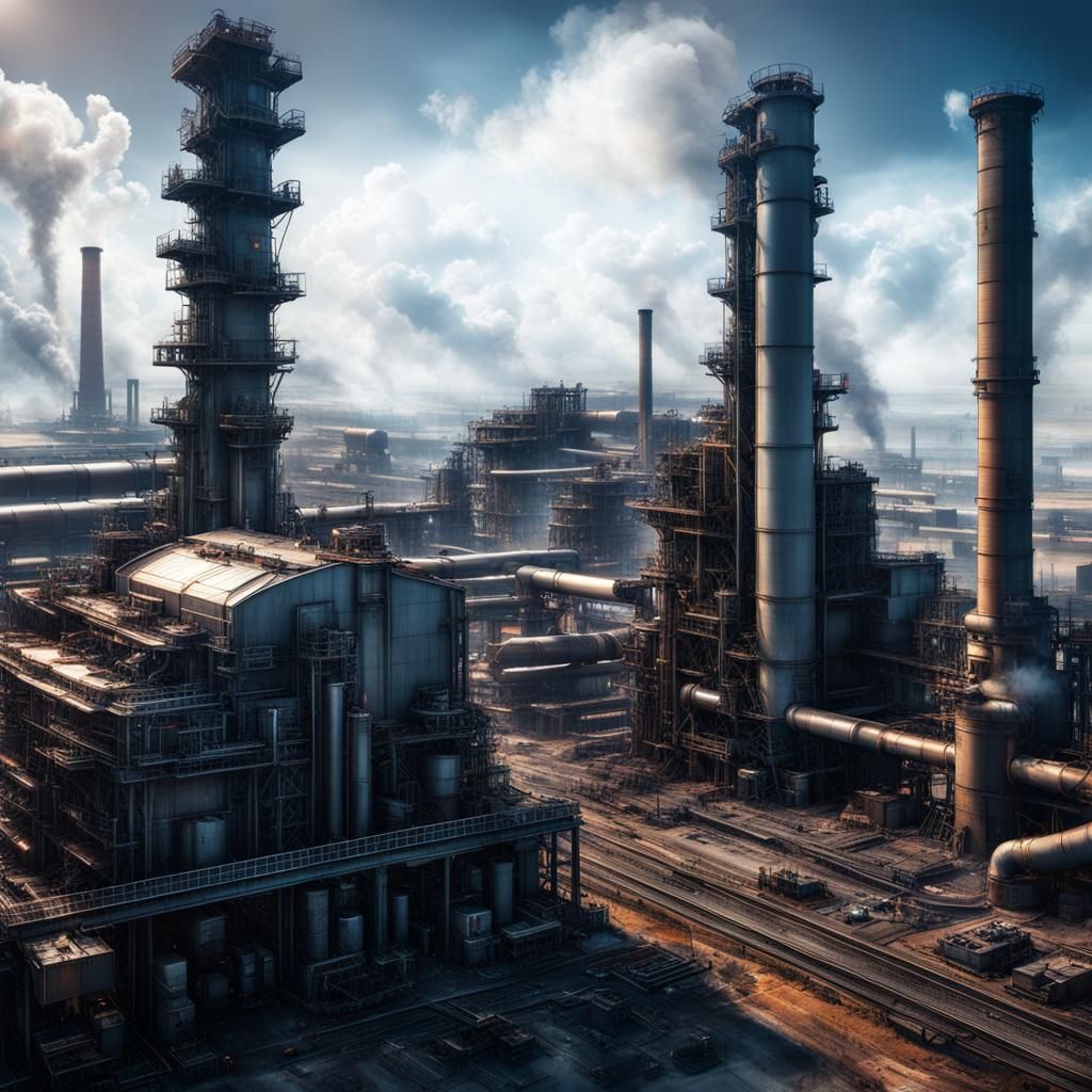 Detailed Sci-Fi Industrial Military Complex: HDR Rendering