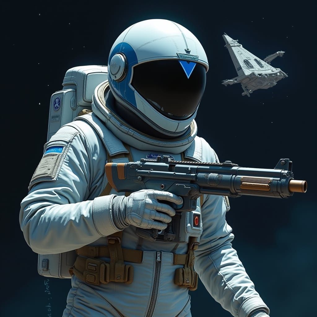 Astronaut Floats in Deep Space: A Hyperrealistic Rendering