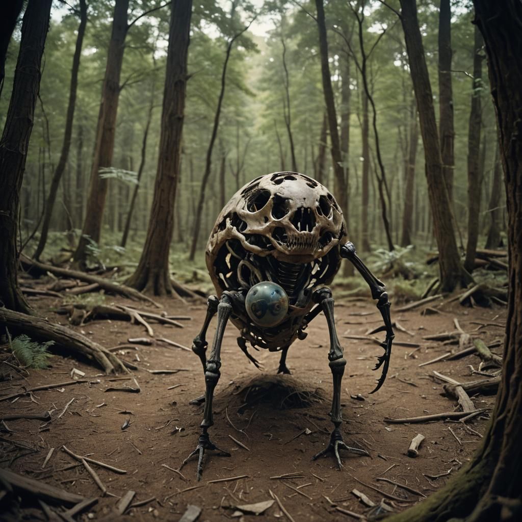 Spherical Creature with Atrophied Limbs in Cinematic Style