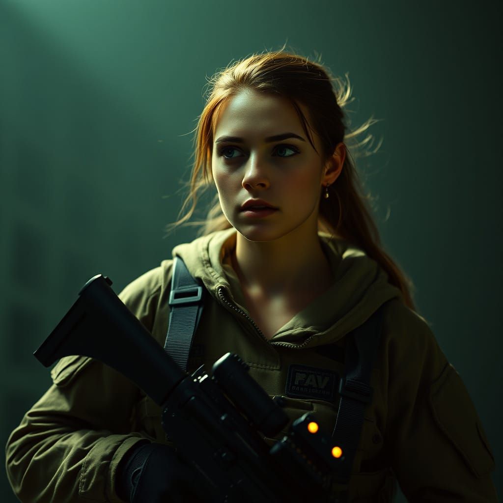 Female Navy Seal Operative in Cinematic Lighting