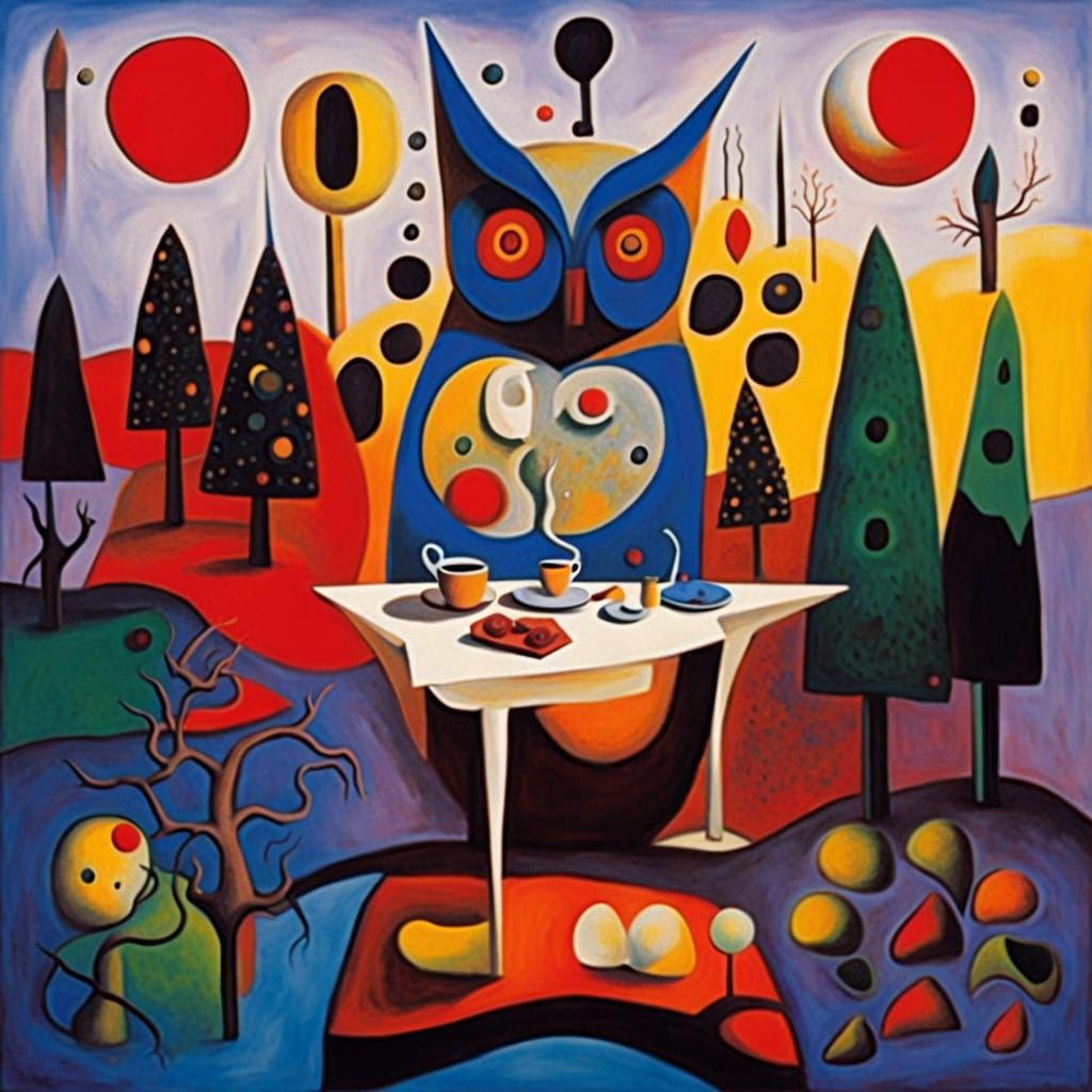 Surreal Diner Scene with Coffee and Pie in Dreamlike Boreal...