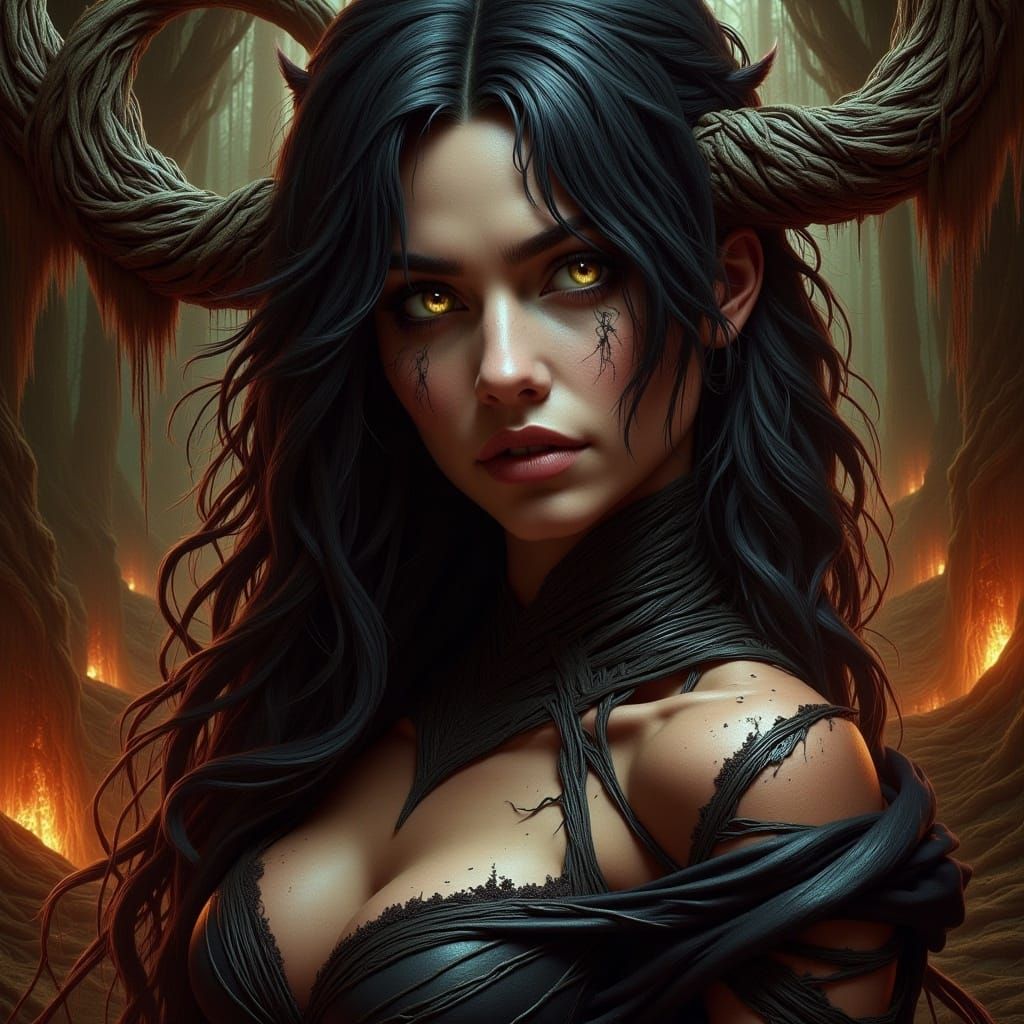 Gothic Victorian Woman in Dystopian Landscape