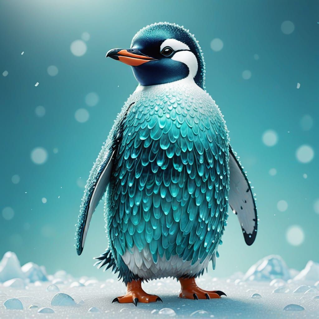 Turquoise Penguin in Pixar-Style Digital Art