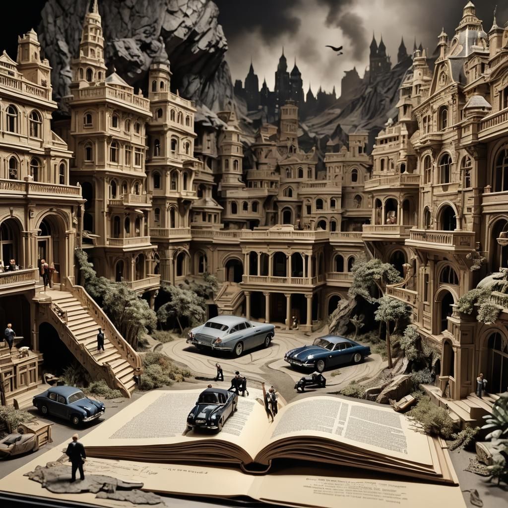 Hyperrealistic James Bond Pop-Up Book in HDR