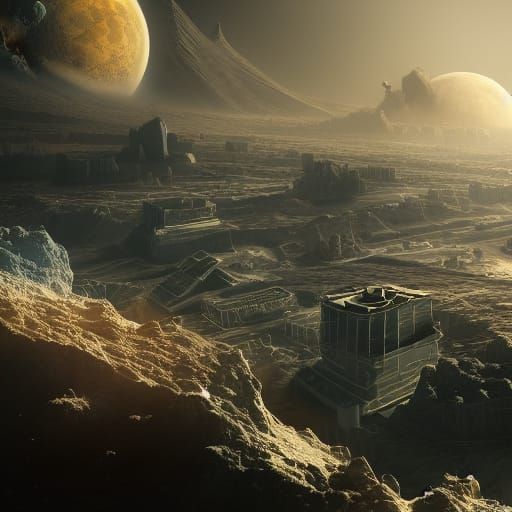 Lunar City Under Asteroid Attack: Matte Painting