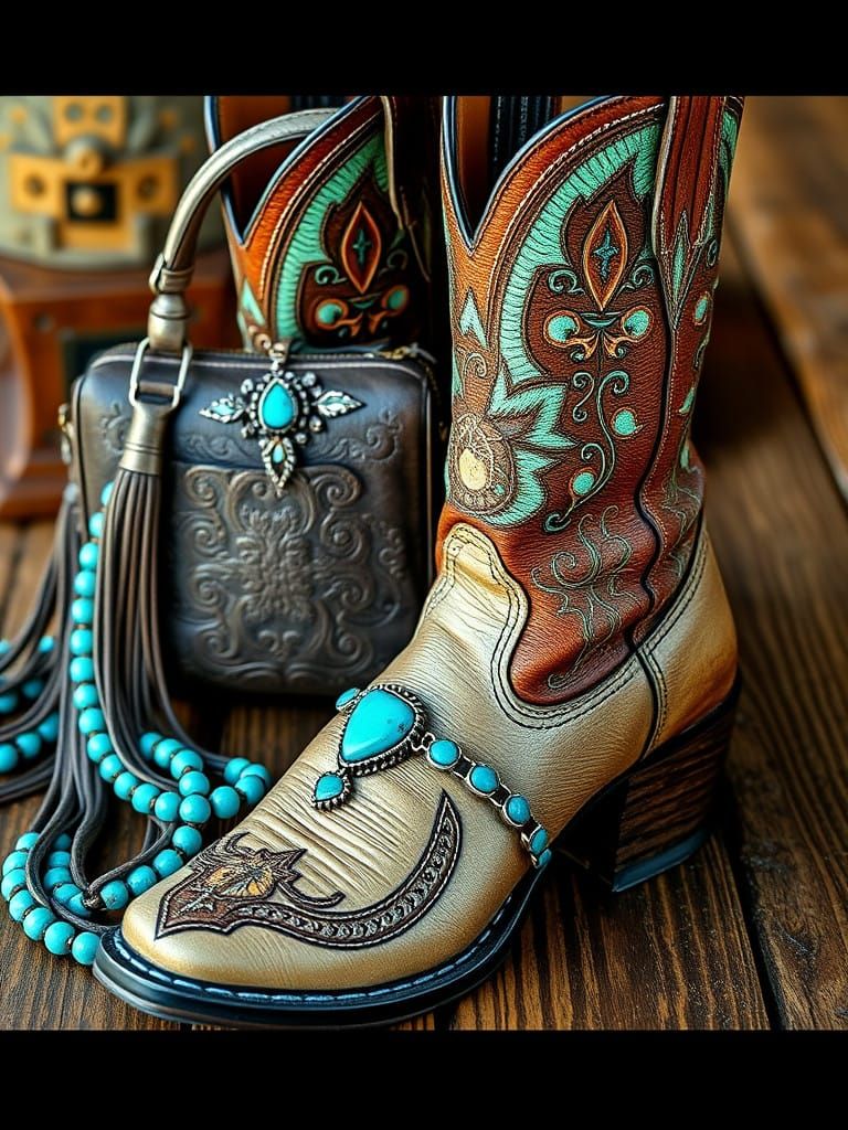 Elegant Cowgirl Chic in Vibrant Turquoise - Masterpiece Adve...