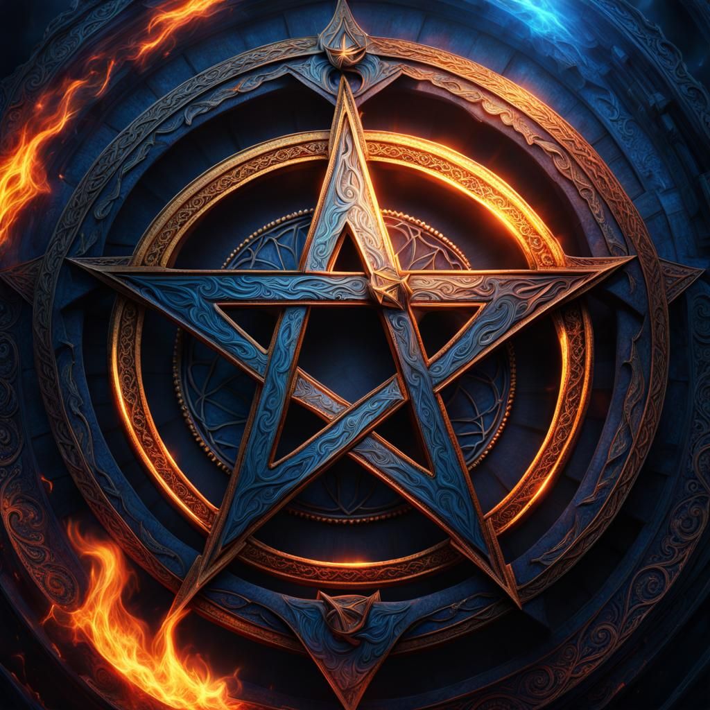 Fiery Blue Pentacle Digital Matte Painting