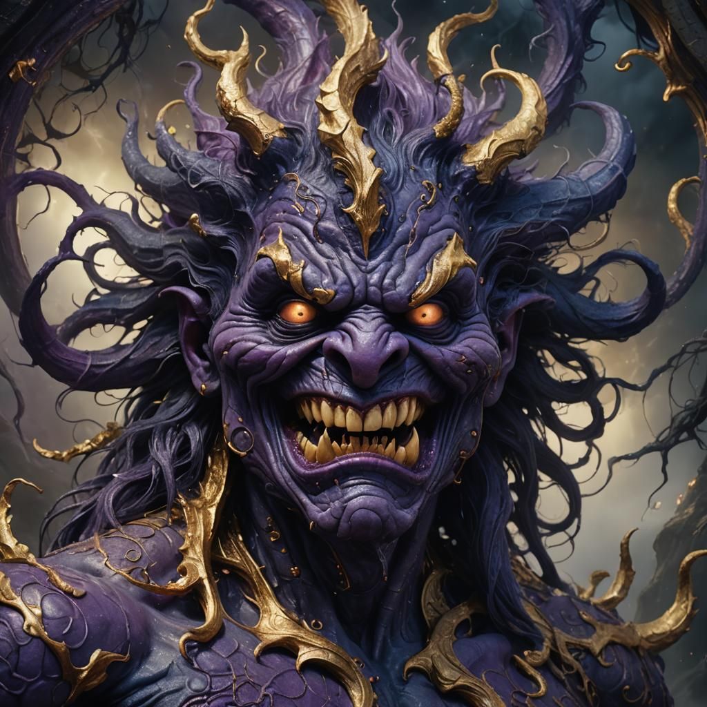 Grotesque Purple Creature Grimace: Detailed Matte Painting