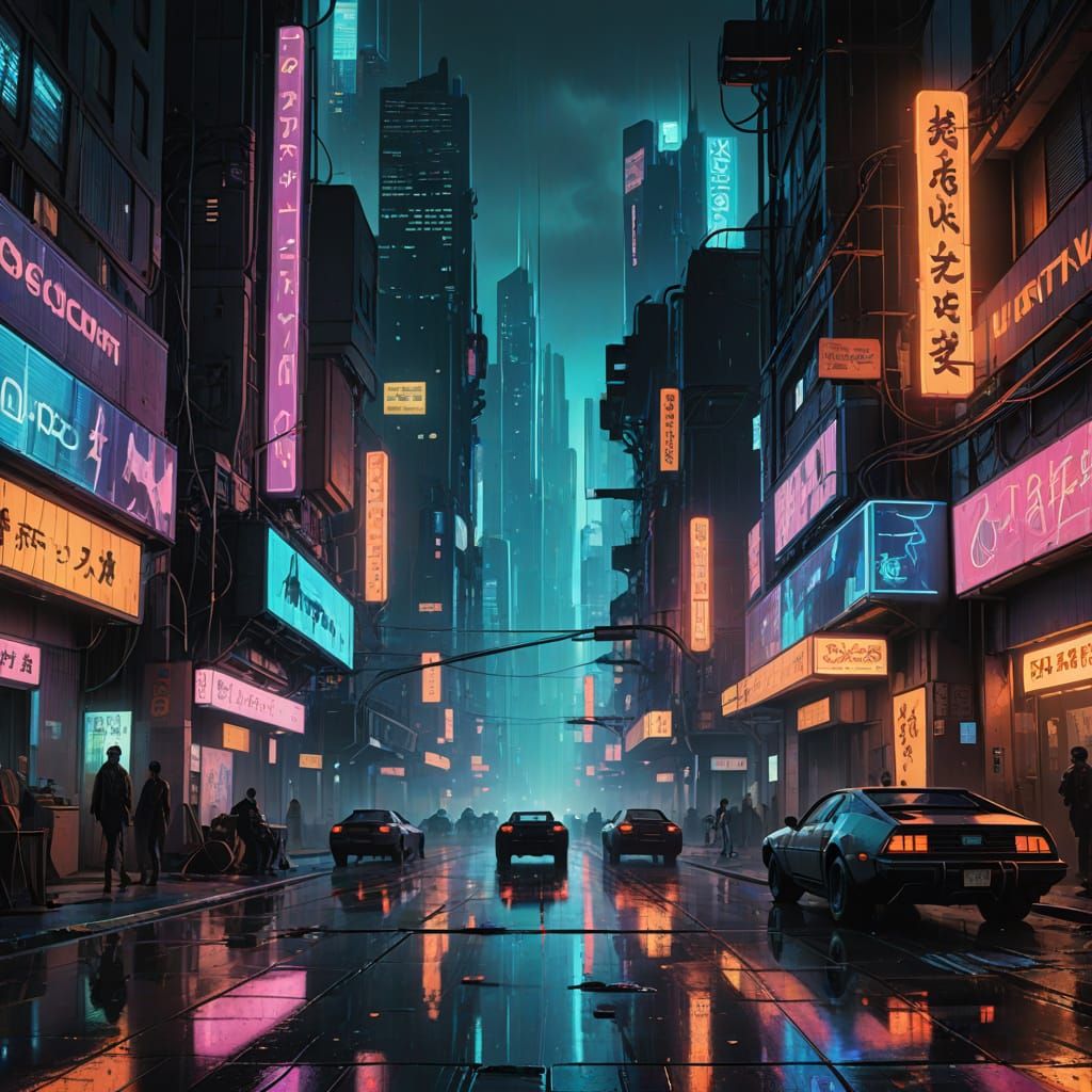 Cyberpunk Metropolis at Dusk