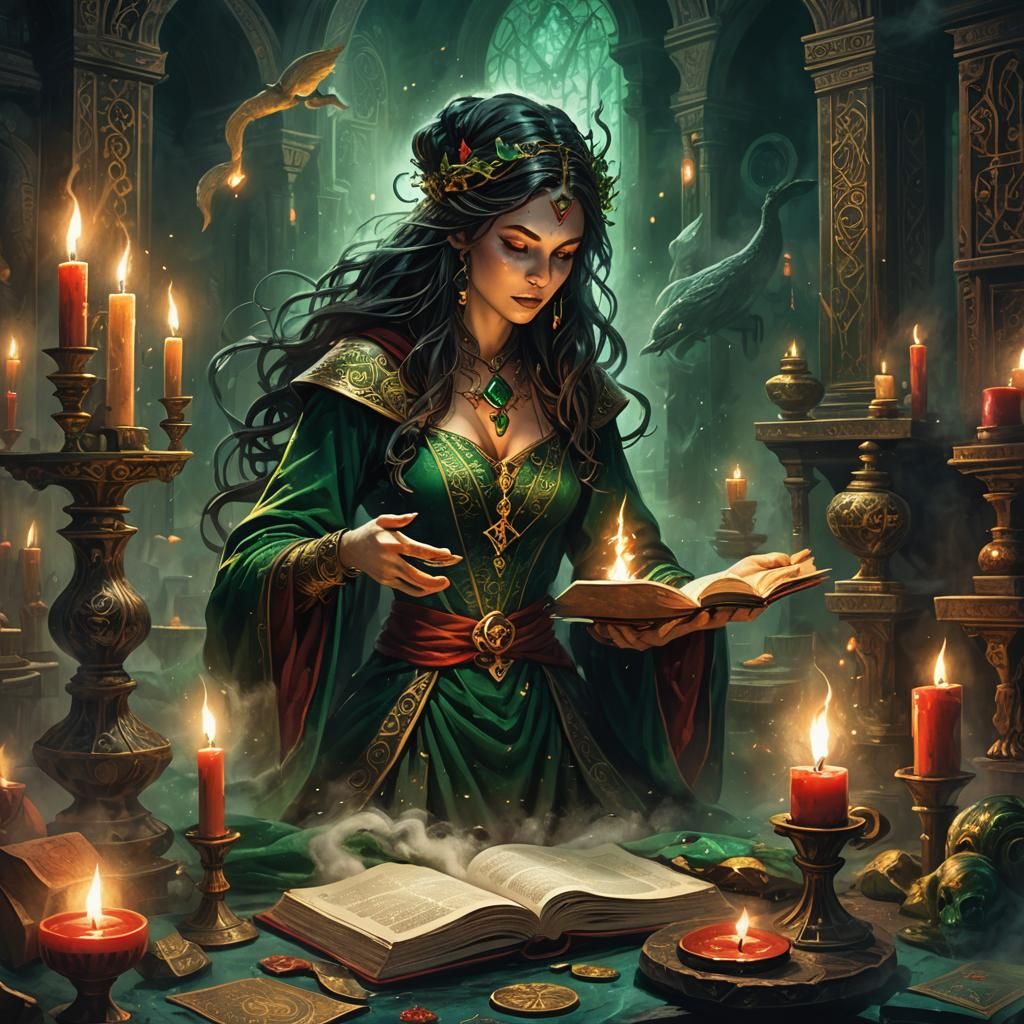 Mystical Sorceress Concept Art in Dark Fantasy Style