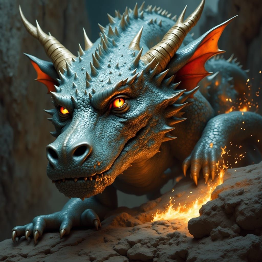 Luminous Silvering Photograph Ancient Wyvern Trader Artifact...