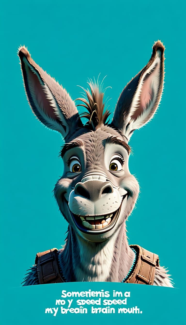 Donkey's Wise Words in Teal Hues